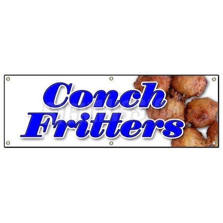Signmission CONCH FRITTERS BANNER SIGN fried batter signs fresh hot Caribbean recipes B-72 Conch Fritters